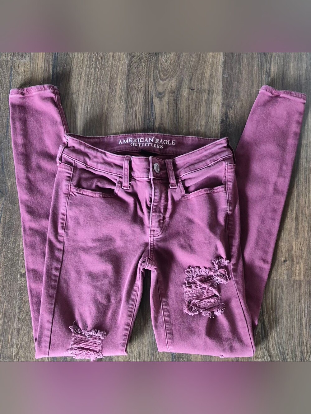American Eagle Outfitters Mauve Pink Distressed Skinny Jeans